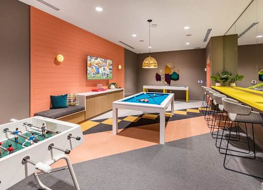 Game Room with foosball and billiards at Embark Apartments in Fremont CA
