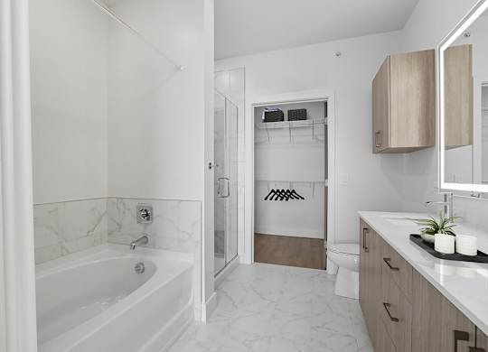 Bathroom with bathtub at Station 316 Woburn MA