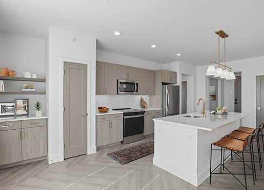Kitchen in Herringbone Design at Station 316 Woburn MA