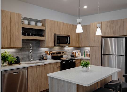 Honey Design Kitchen Side View at The Edley in Atlanta GA