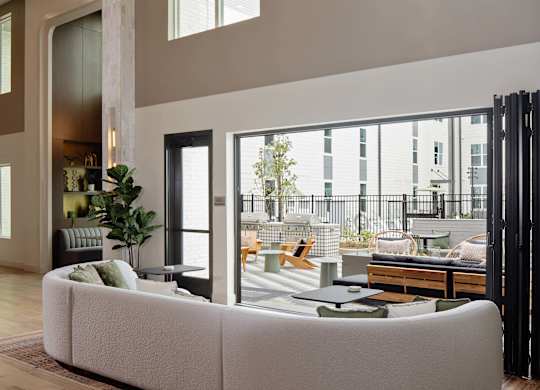 Indoor outdoor seating area at Wayfern Apartments in Sandy Springs GA