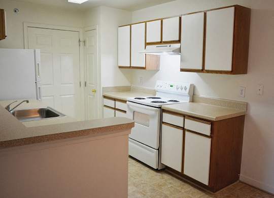 Kitchen space at Whispering Oaks Apartments in Portsmouth VA