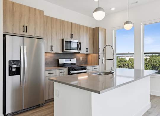 Kitchen island at Jayden Apartments in Peabody MA
