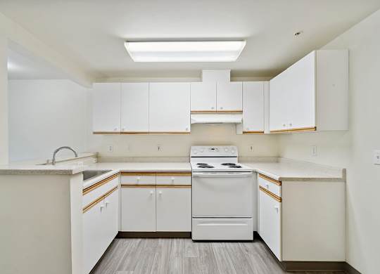 Kitchen cabinets at Woodlands at Forbes Lake Apartments in Kirkland WA