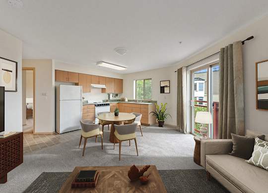 Kitchen and Living Room at Washington Terrace in Seattle WA