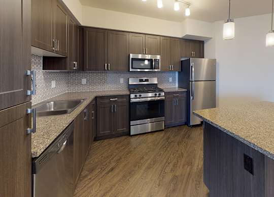 Kitchen with island at 808 West in San Jose CA