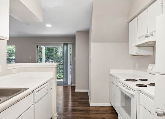Kitchen with oven at Park Village Apartments in Conroe TX