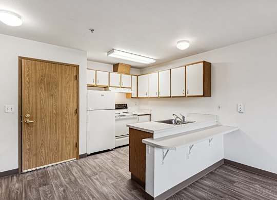 Kitchen at Woodrose Senior Affordable Apartments in Bellingham WA