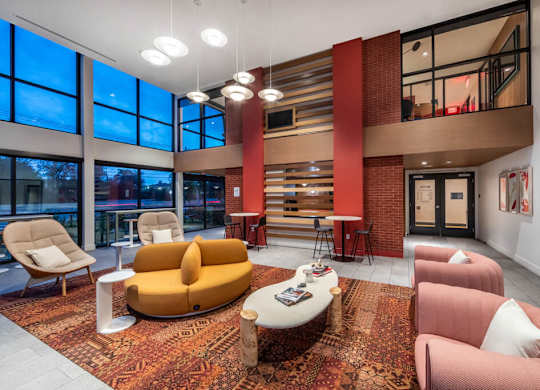 Leasing lobby at Bevel Apartments in San Diego CA