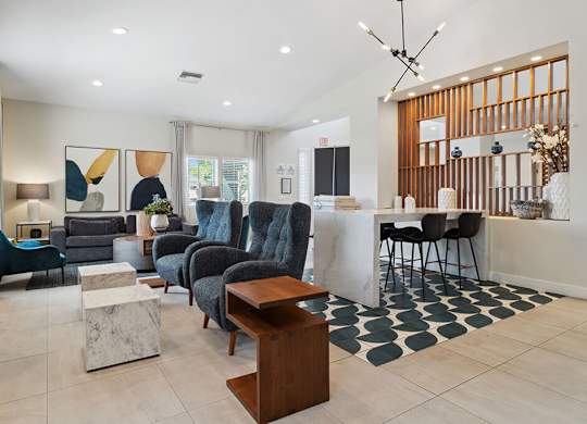 Leasing Lobby at Marquessa Villas Apartments and Townhomes in Corona CA