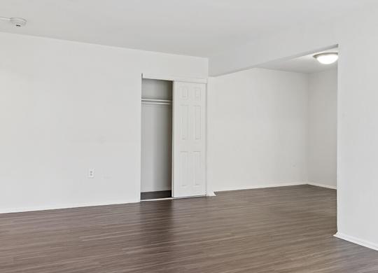 Living room and dining area at Oakfield Apartment Homes in Wheaton MD