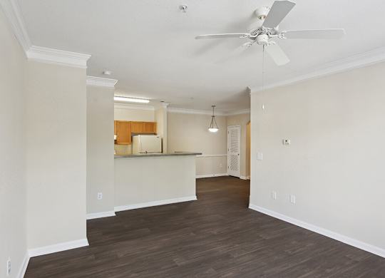 Living room with hardwood floors at Lakeside Vista Apartments in Kennesaw GA