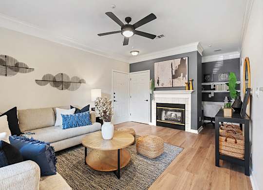 Living Room at River Pointe at Den Rock Park in Lawrence MA