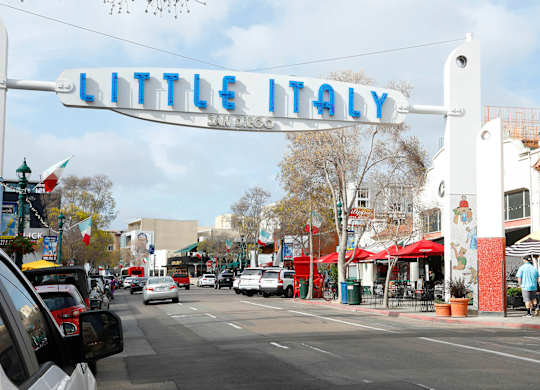Local Attactions Little Italy Sign near II Palazzo Apartments in San Diego CA
