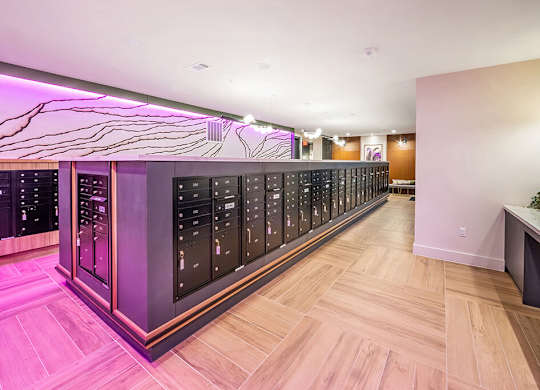 Mail Room at Heights at 1520 Apartments in Houston TX