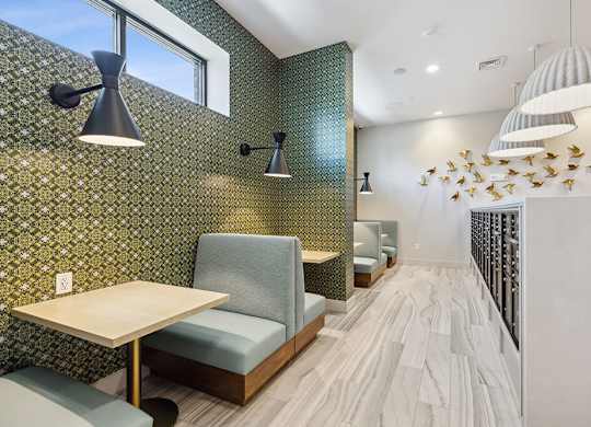 Mailroom seating area at Jayden Apartments in Peabody MA