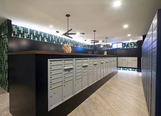 Mail room at Rivair Apartment Homes in San Diego CA