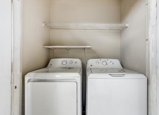 In unit washer and dryer at Mission James Place Apartments in Austin TX