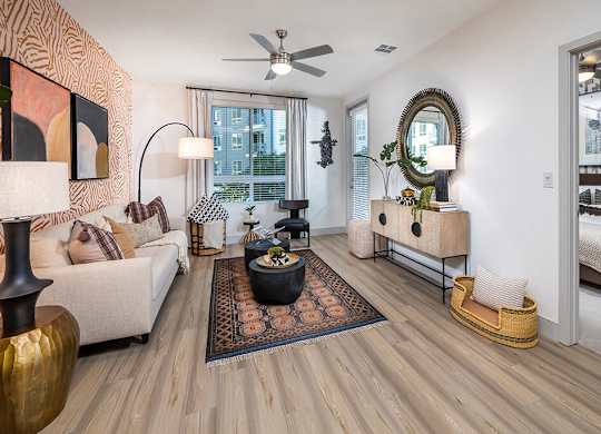 Living room at The Wylden Apartments in Los Angeles CA
