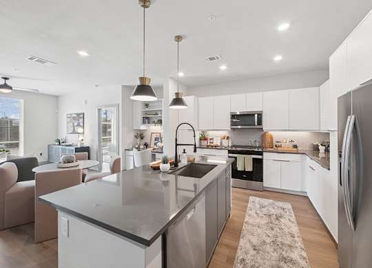 Kitchen island at Heights at 1520 Apartments in Houston TX