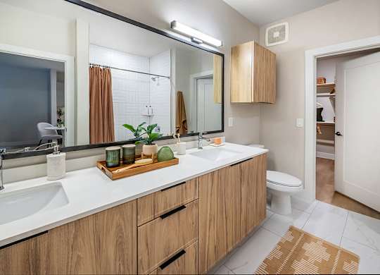 Model Gradient design package Bathroom at Heights at 1520 Apartments in Houston TX