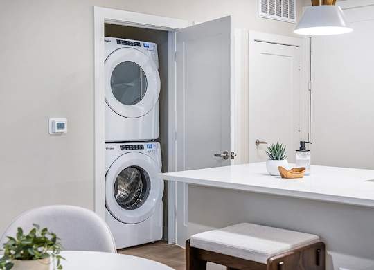In unit laundry at Heights at 1520 Apartments in Houston TX
