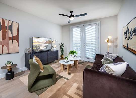 Model Gradient design package Living Room at Heights at 1520 Apartments in Houston TX
