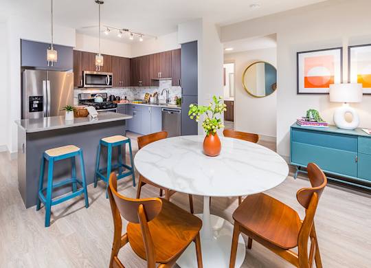 Model Kitchen seating area at Embark Apartments in Fremont CA