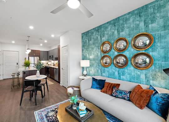 Model Living and Kitchen at Belhaven Apartments in Alexandria VA