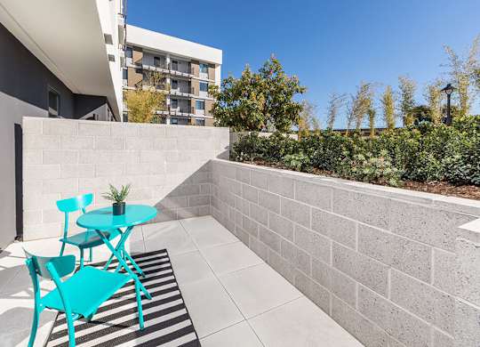 Private patio at Altitude Apartments in South San Francisco CA
