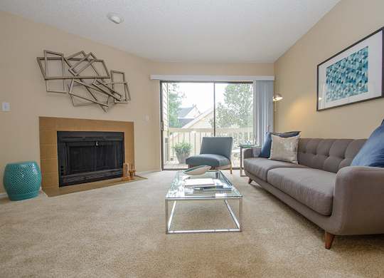 Living room at Rock Peak on Sunset Apartments in Longmont CO