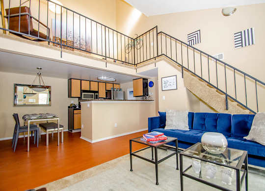 Loft living room at Sky Rock Apartments in Longmont CO