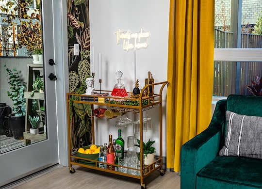 Model Pewter Bar Cart at Chroma Apartment Homes in Canoga Park CA