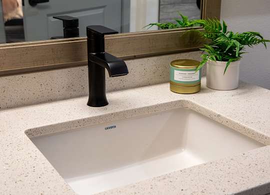 Model Pewter Bathroom Sink at Chroma Apartment Homes in Canoga Park CA