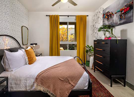 Model Pewter Bedroom at Chroma Apartment Homes in Canoga Park CA