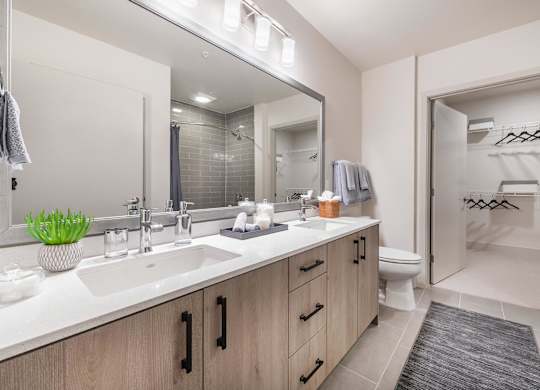Model Pewter Design Package Main Bathroom at North at Totem Lake Apartments in Kirkland WA
