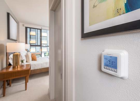 Model Pewter Design Package Thermostat at North at Totem Lake Apartments in Kirkland WA