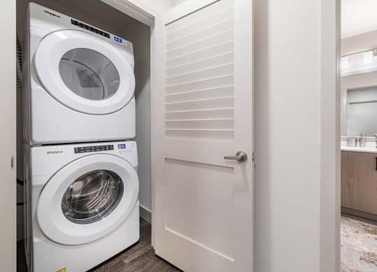 Model Pewter Design Package Washer and Dryer at North at Totem Lake Apartments in Kirkland WA