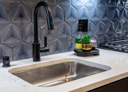 Model Pewter Kitchen Sink at Chroma Apartment Homes in Canoga Park CA