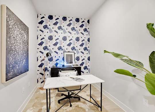 Model Sandalwood Design Package Den at 1810 Main Apartments in Houston TX
