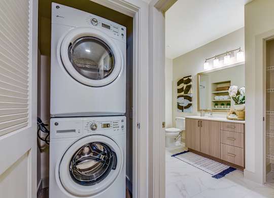 Stacked washer and dryer at 808 West in San Jose CA