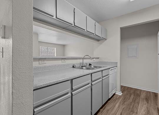Modern kitchen with dishwasher at Valley Ridge Apartments in Lewisville TX
