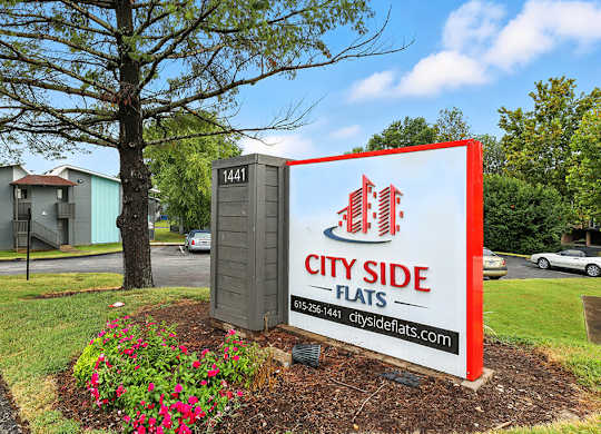 Monument sign at City Side Flats Apartments in Nashville TN