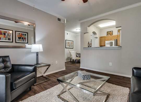 Open living room at Kensley Apartment Homes in Irving TX
