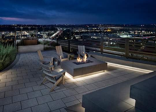 Rooftop lounge at Chromatic Flats Apartments in San Diego CA
