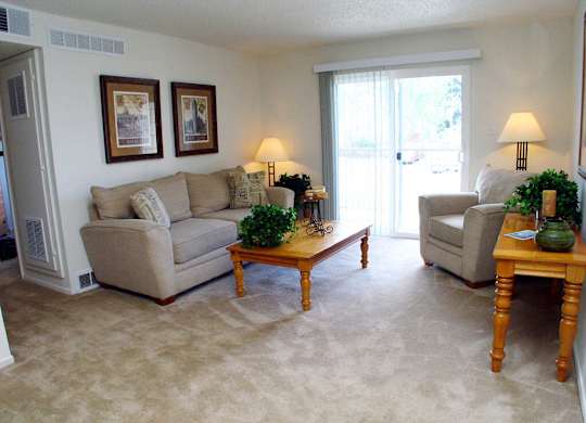 Living room at Timberleaf Apartments in Lakewood CO