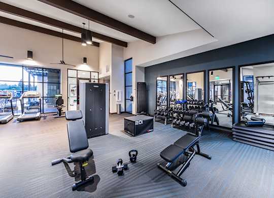 Fitness Center Weights at The Braydon Apartments in Napa CA