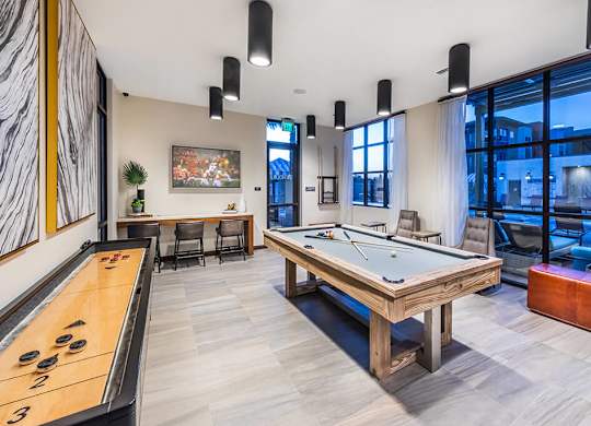 Social lounge game room at The Braydon Apartments in Napa CA