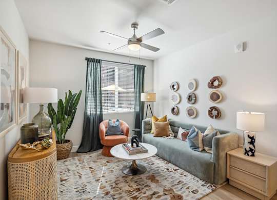 Model living room at The Braydon Apartments in Napa CA