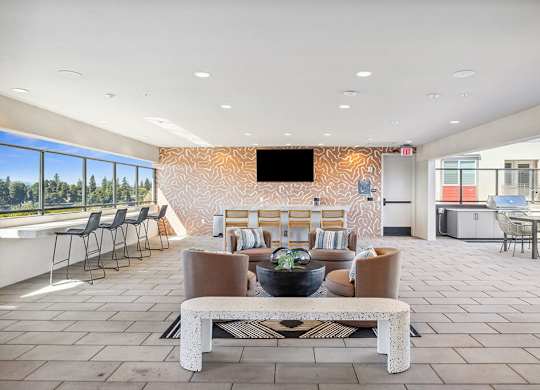 Rooftop covered seating at The Braydon Apartments in Napa CA